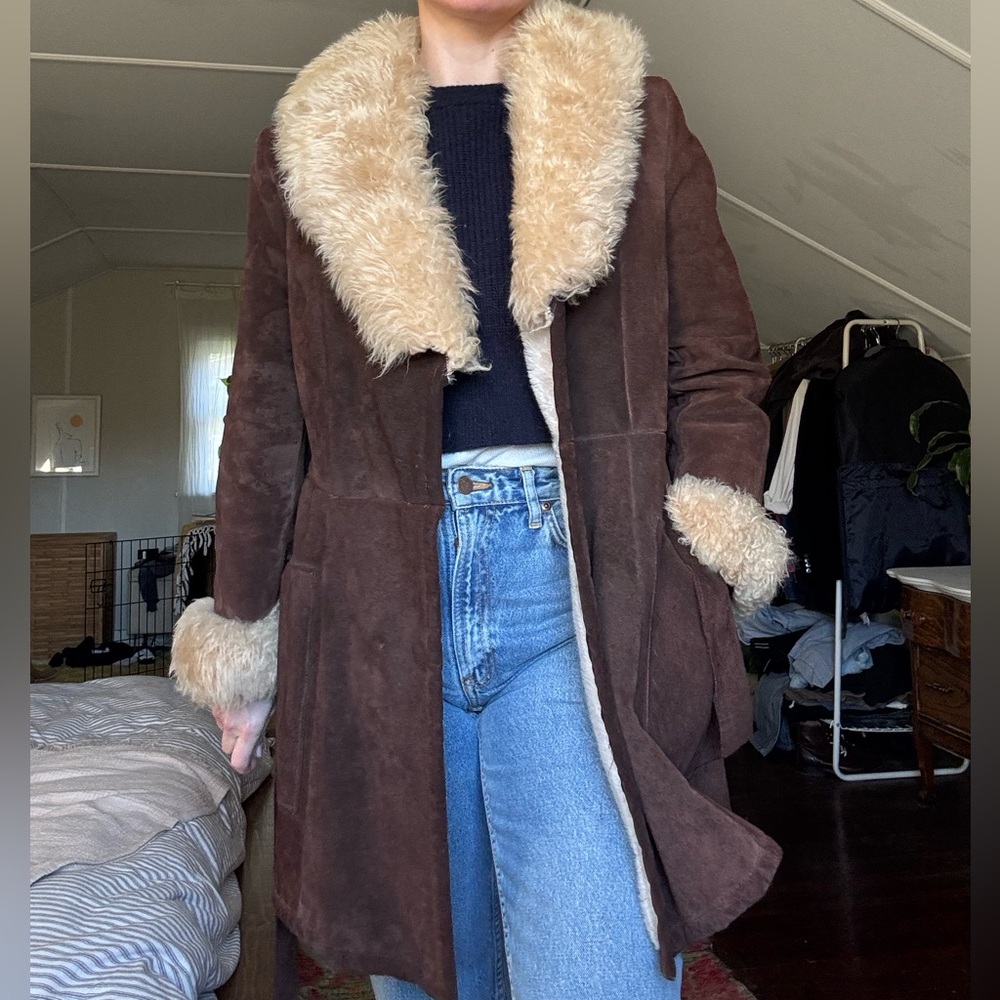 Vintage 70s Penny Lane Coat Suede Shearling